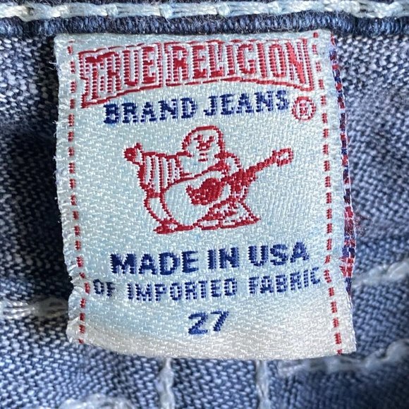 True Religion Disco Billy Big T Jeans Women's Size 28 Bootcut Dark Wash USA Made - Picture 10 of 14